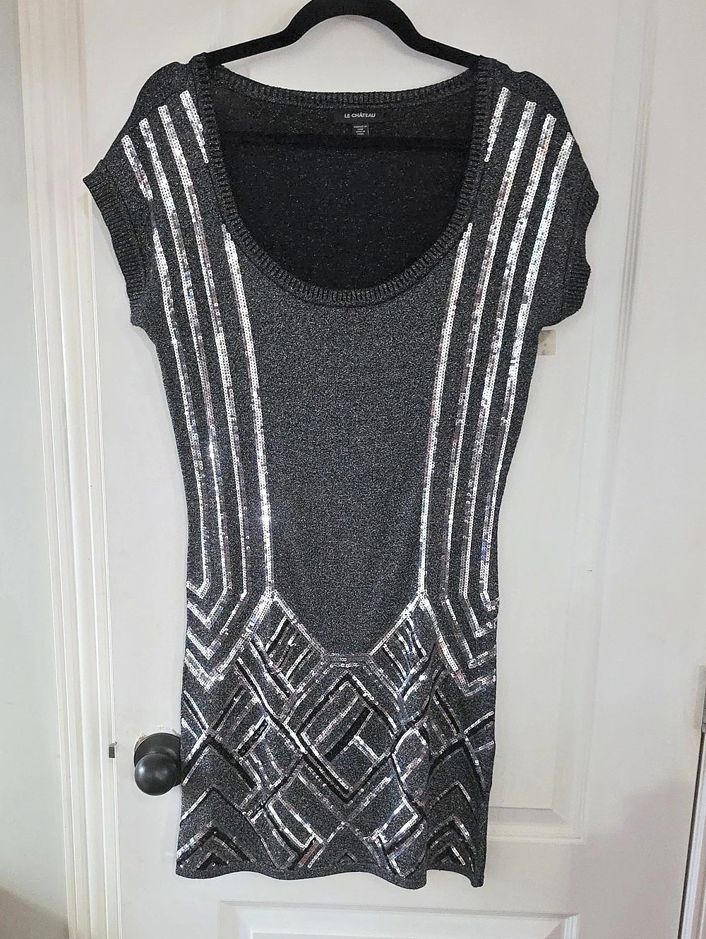 Le Château Geometric Mini Dress in Black Size Medium Like New